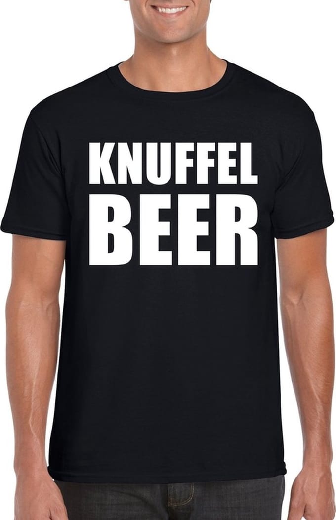 Knuffel beer tekst t-shirt zwart heren M