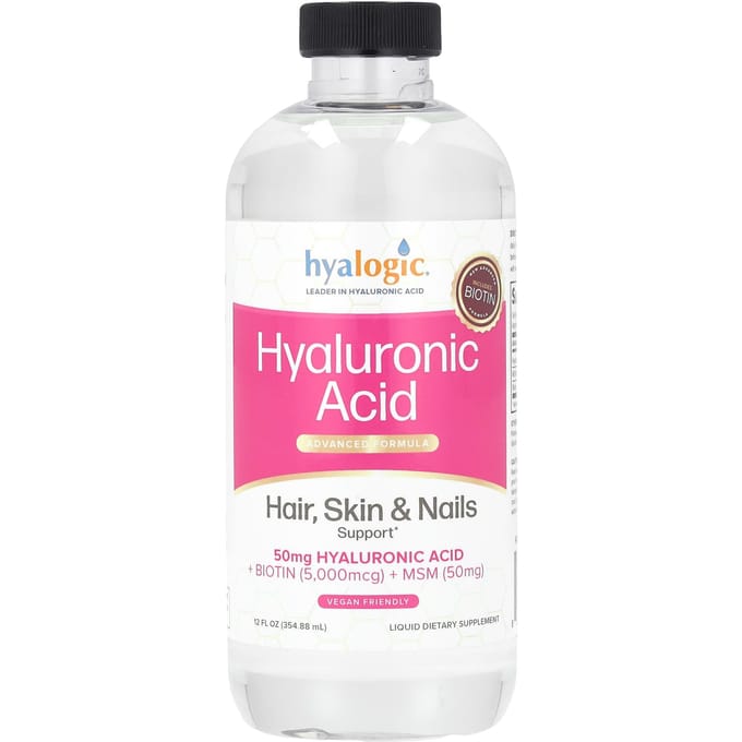 Hyalogic, Hyaluronic Acid, Advanced Formula, Hair, Skin, Nail Support, 12 fl oz (354.88 ml) pink