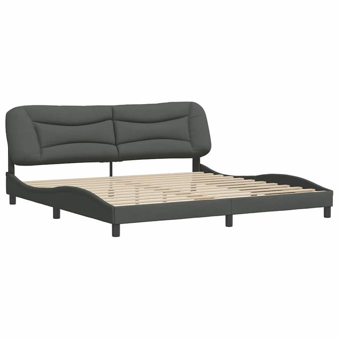 vidaXL - Bedframe - zonder - matras - "Hvar" - stof - donkergrijs - 200x200 - cm