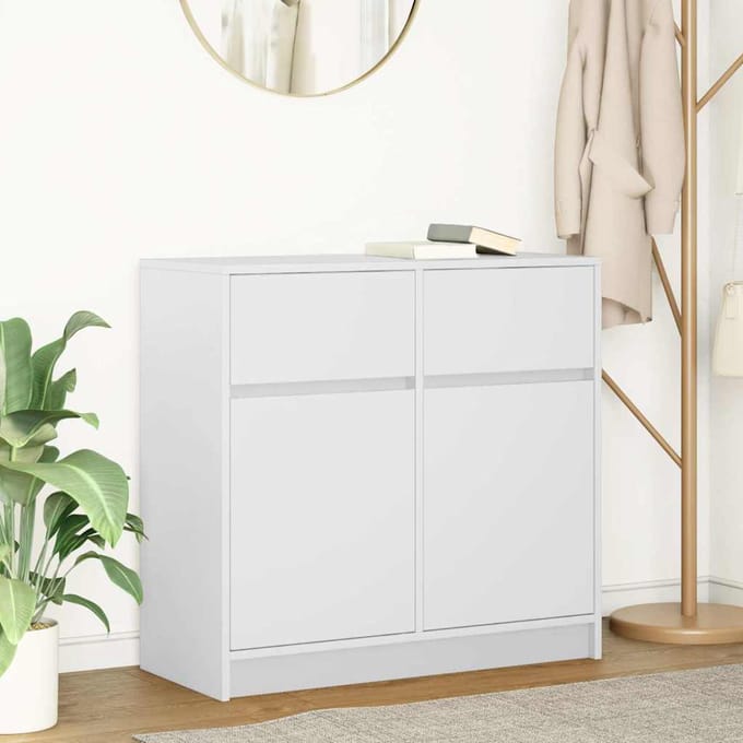 vidaXL - Dressoir - met - lade - 80x34x76 - cm - spaanplaat - wit
