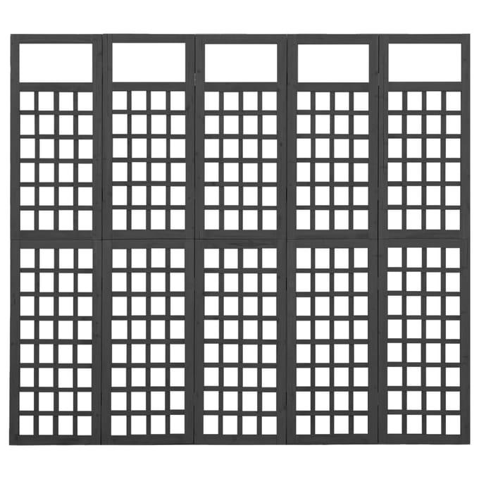 vidaXL - Kamerscherm/trellis - met - 5 - panelen - 201,5x180 - cm - vurenhout - zwart
