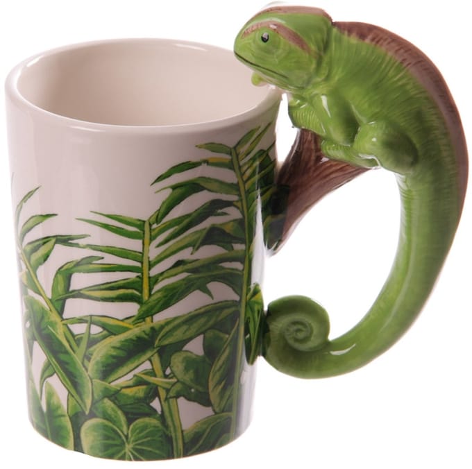 Puckator Mok Kameleon – Handvat met dier – Aardewerk – 13 x 8 x 13 cm