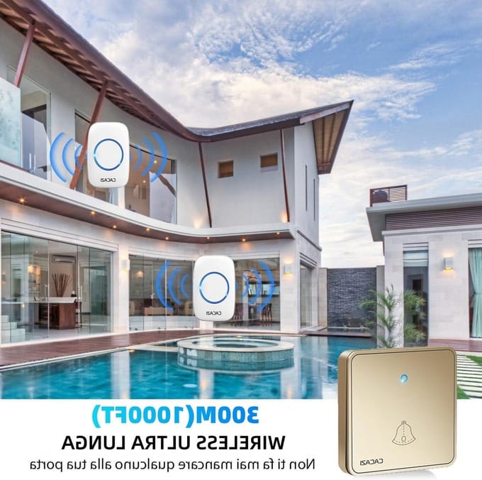 Draadloze Deurbel - Deurbel Kit - Bezoekers Ontvangen - IP68 Waterdicht - 300m Bereik - Wit