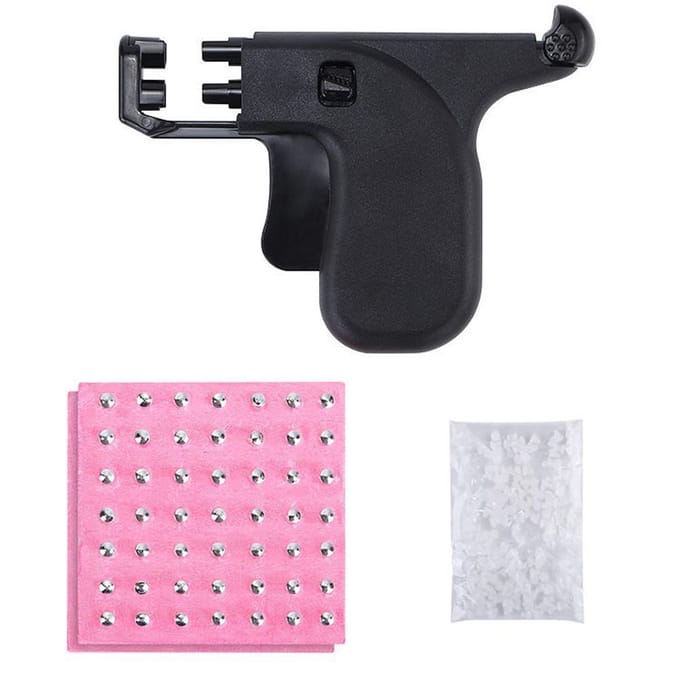 Kit d'outils pour perçage d'oreilles Ensemble d'outils de perçage d'oreilles Outil de perçage de corps Boucles d'oreilles à clou pour salon maison pink
