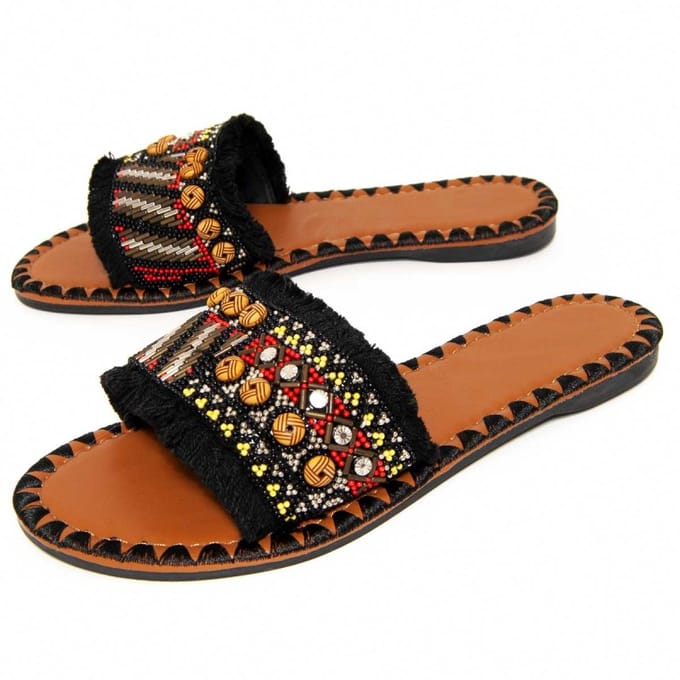 Montevita platte sandalen Indiplasa zwart