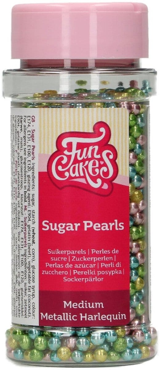 FunCakes Suikerparels - Medium - Metallic Harlequin - 80g - Smaakstof voor Taarten - Eetbare Taartdecoratie