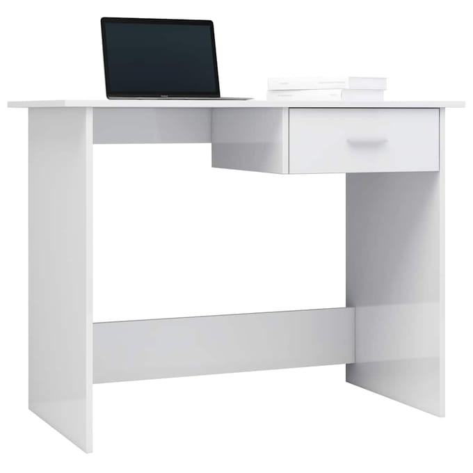 vidaXL - Bureau - 100x50x76 - cm - bewerkt - hout - hoogglans - wit