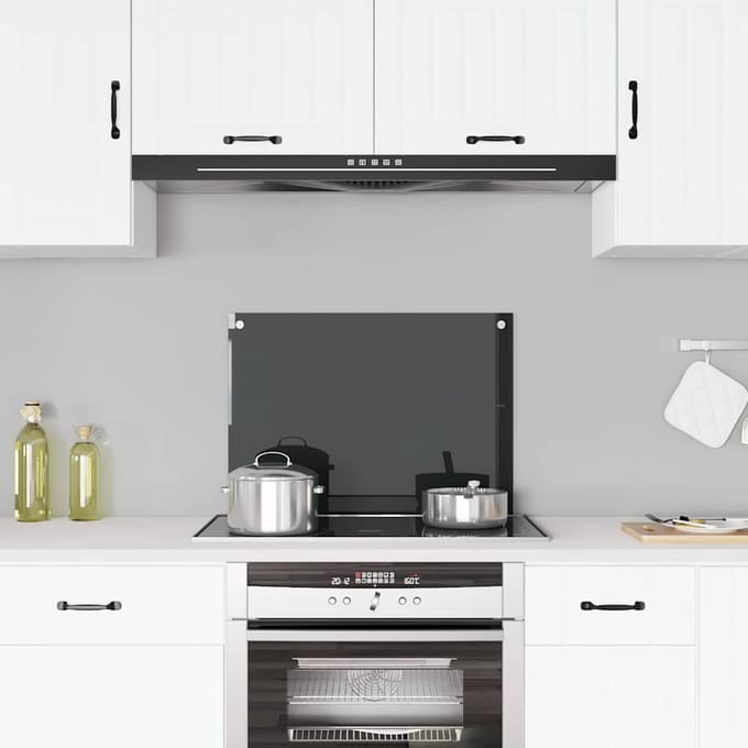 vidaXL - Spatscherm - keuken - 70x50 - cm - gehard - glas - zwart