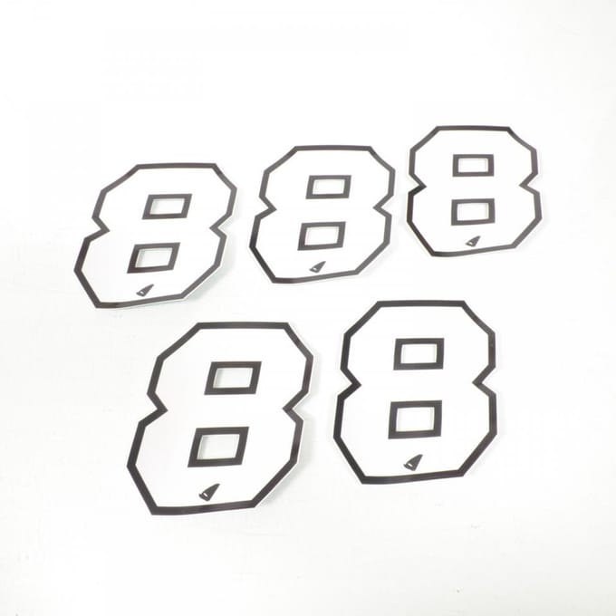 Sticker UFO voor motor Numero 8 wit 130x105mm Nieuw