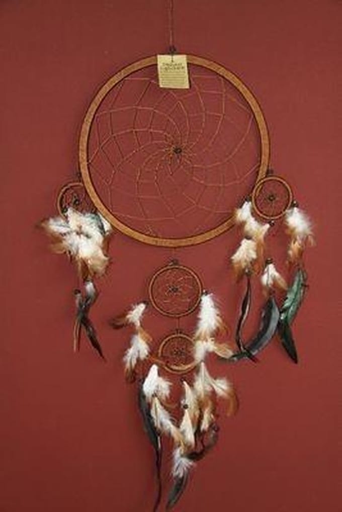 Dromenvanger / Dreamcatcher Ø26cm met kleintjes  - bruin