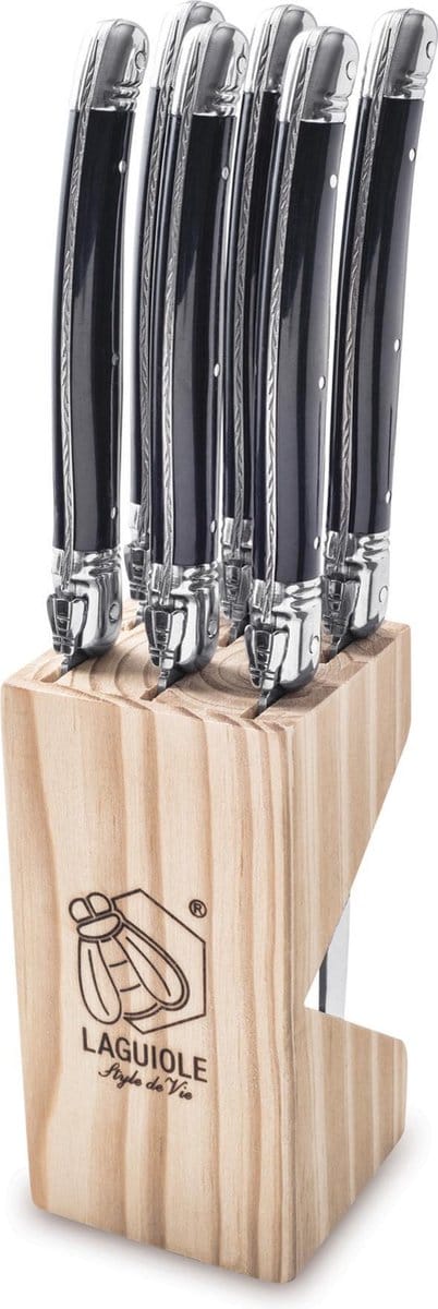 Laguiole Style de Vie Steakmessen Premium Line - 6-delig - Zwart