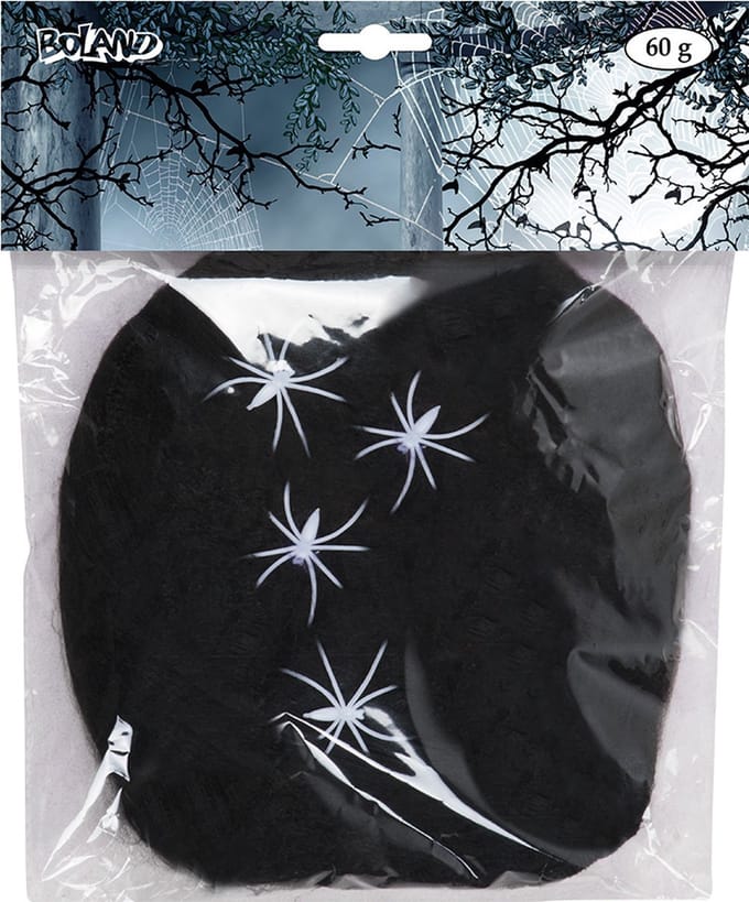 Boland - Spinrag met spinnen 60 g zwart - Horror - Horror