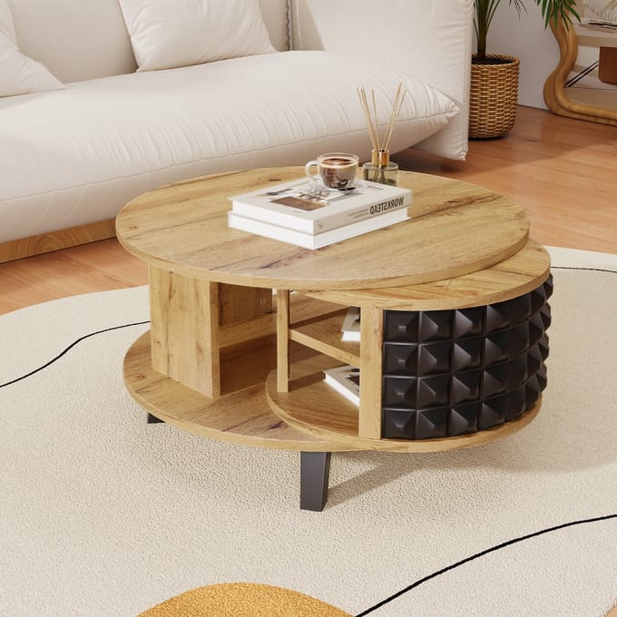 Salontafel - Draaibaar - Met Verborgen Interne Opbergruimte - Modern Design - MDF - Wit
