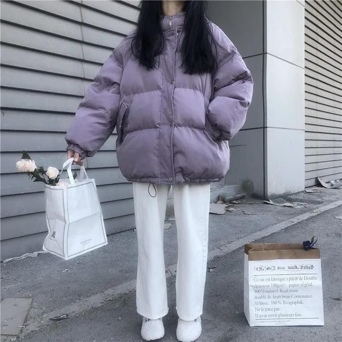 Winter Down Padded Jacket Dames Short Bread Coat Losse Dikker Student Padded Coat Dames XL beige