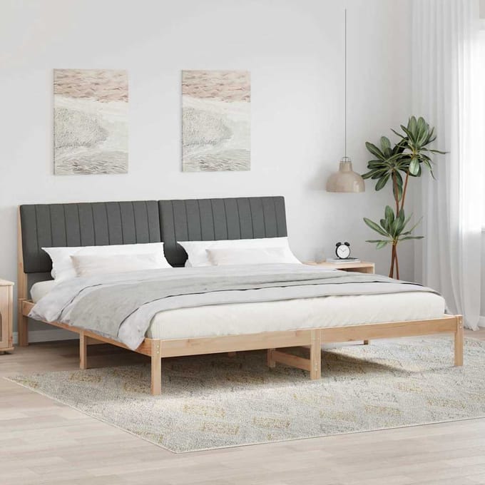 vidaXL - Bedframe - met - hoofdeinde - Bruin - 200 - x - 200 - cm - Massief - grenenhout