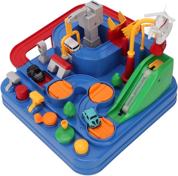 Trein Speelgoed - Actiebaan Racebaan - Motoriek Trainen - Interactief Baanontwerp - 24 x 24 x 11 cm - Multicolor