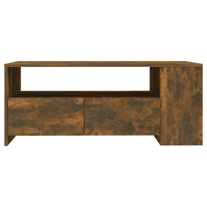 vidaXL - Salontafel - 102x55x42 - cm - bewerkt - hout - gerookt - eikenkleurig