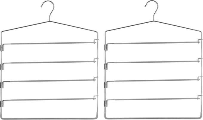 Five Kledinghanger - Set van 2x stuks - voor 4 broeken - metaal - 37 x 48 cm - broekhanger