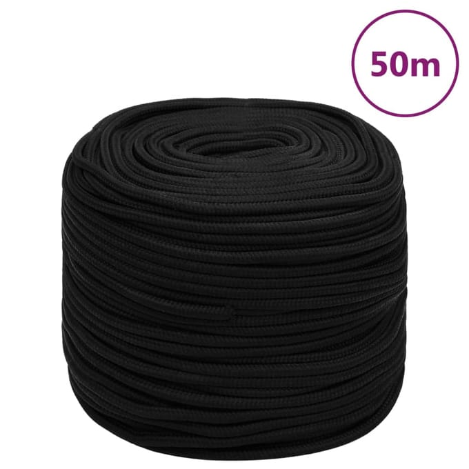vidaXL - Werktouw - 8 - mm - 50 - m - polyester - zwart