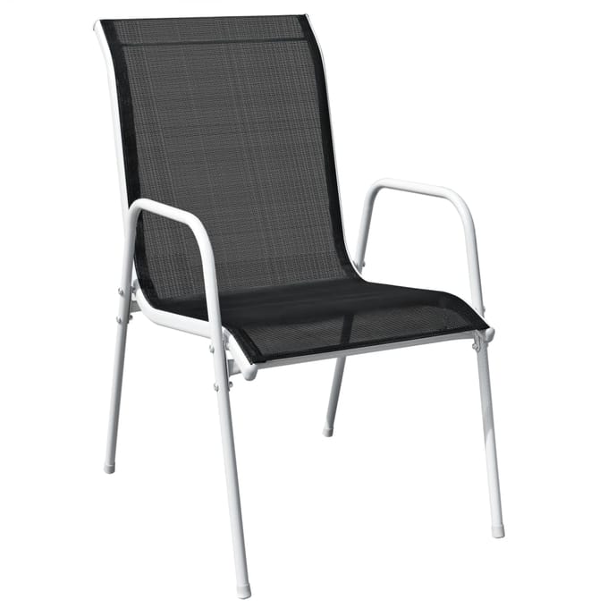 vidaXL - Tuinstoelen - stapelbaar - 2 - st - staal - en - textileen - zwart