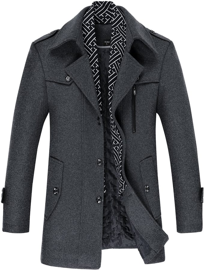 ALLTHEMEN Heren Parka Wollen Jassen - Korte Warme Winterjas- M