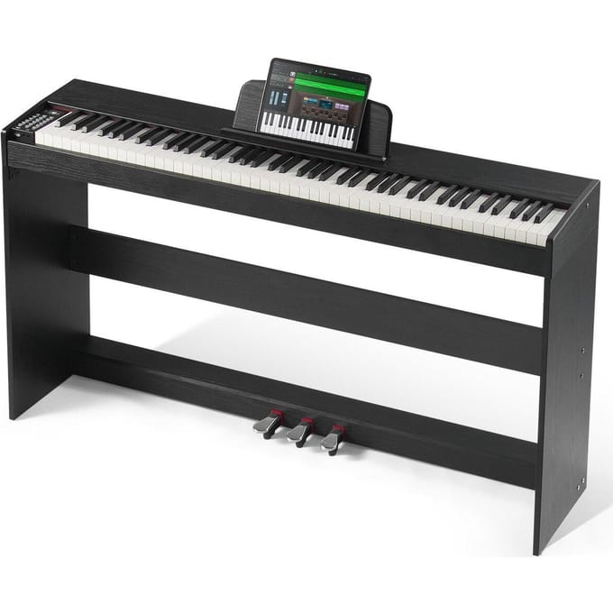 Piano Numérique 88 Touches Entièrement Lestées Double Clavier Support Simple pour Meuble