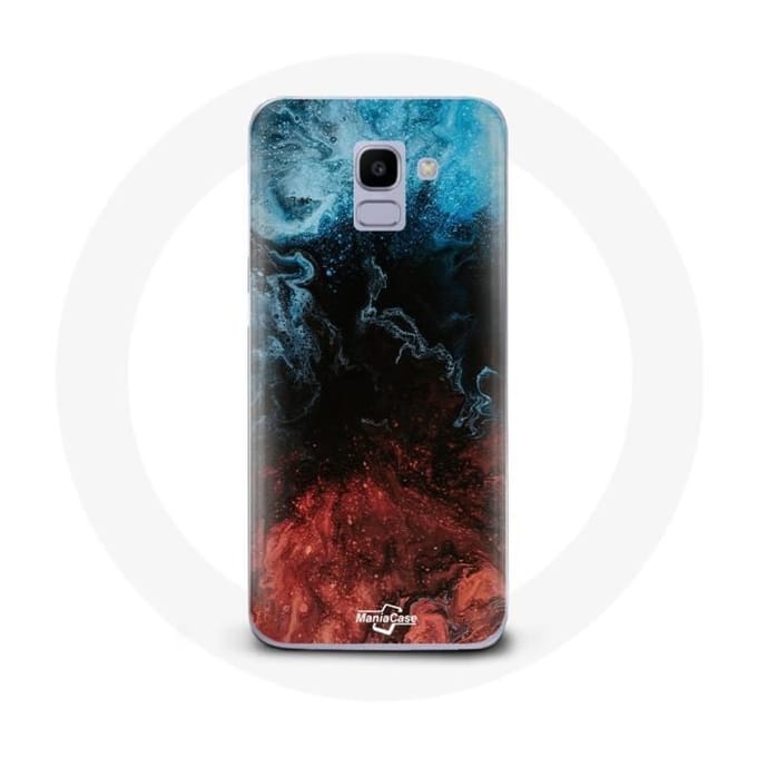 Hoesje voor Samsung Galaxy A6 2018 abstracte textuur achtergrond rood zwart blauw