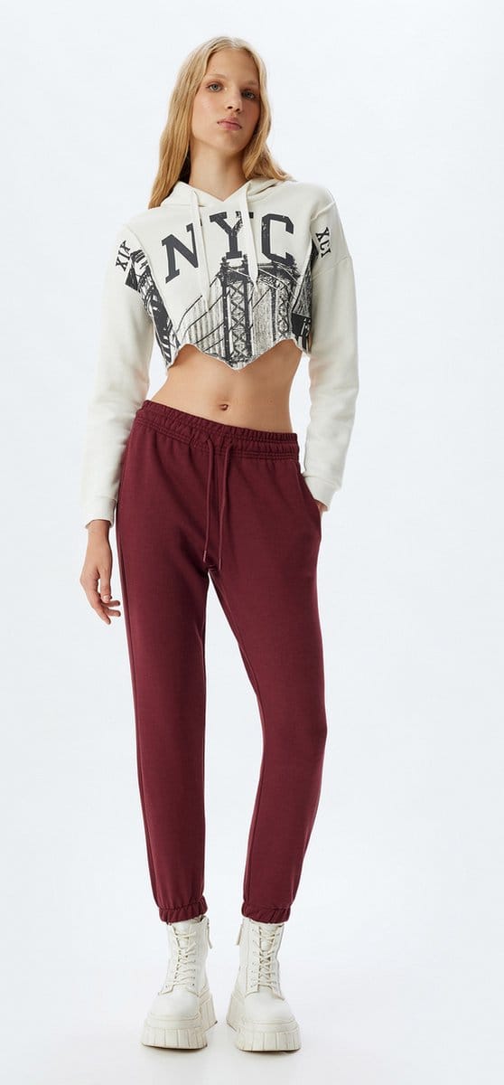 Brede pijpen geribbeld Sweat Bottoms