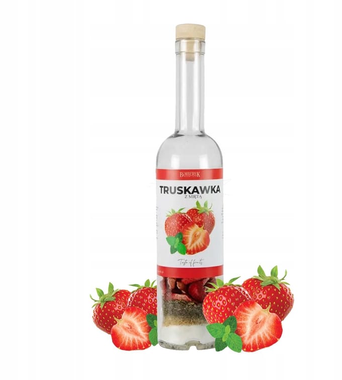 Bimberek - Flesje Eigen Likeur - 500ml - Gevriesdroogd Fruit - Aardbei Munt