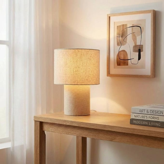 Lindby - Tafellamp - 1licht - Linnen, metaal - H: 30 cm - E27 - beige