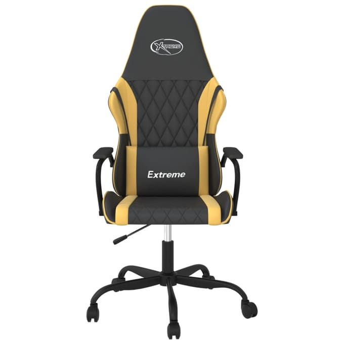 vidaXL - Massage - gamestoel - kunstleer - zwart - en - goudkleurig