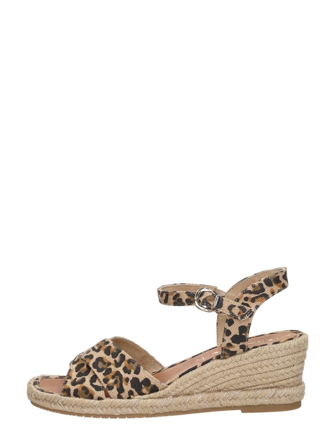 Tamaris Tamaris Leopard Espadrilles met hak bruin Textiel
