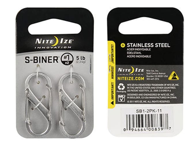 Nite ize s-biner karabijnhaak 2-pack zil