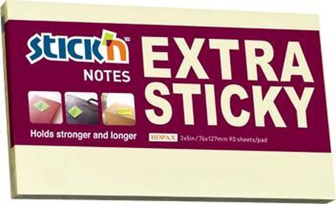 Stick'n Sticky Notes - 76x127mm - Extra Sticky - Pastel Geel - 90 Memoblaadjes