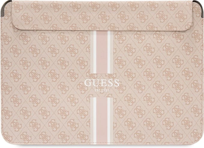 Guess 4G Printed Stripe Sleeve voor o.a. Apple MacBook (13"/14") - Roze