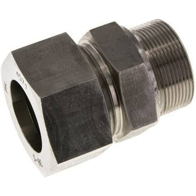 M48x2 Buitendraad x 38S RVS Rechte Snijring Koppeling 315 Bar DIN 2353 - FL2S-MC-ST-M48-38-S