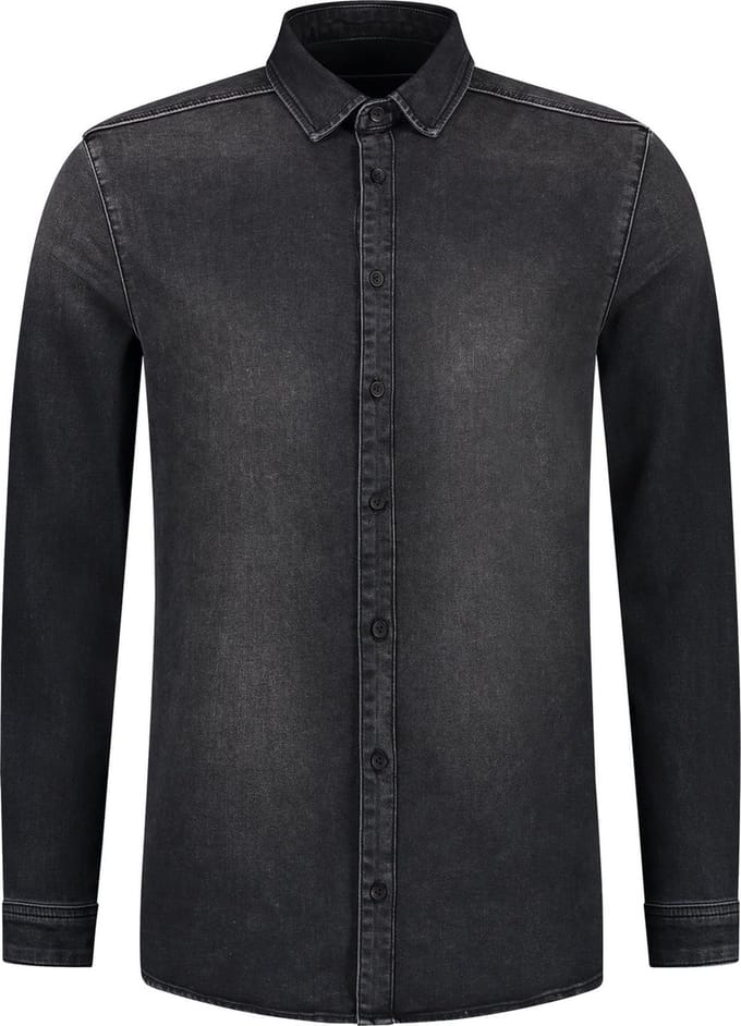 Purewhite - Heren Regular Fit Overhemd - Grijs - Maat S