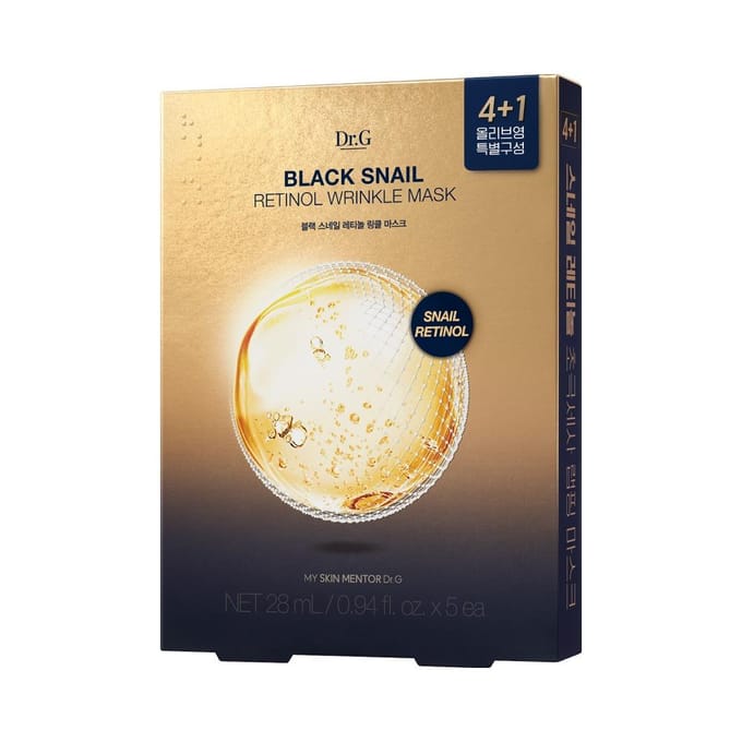 Dr.G Black Snail Retinol Rimpelmasker Verstevigend Elasticiteit 28ml 5 Vellen