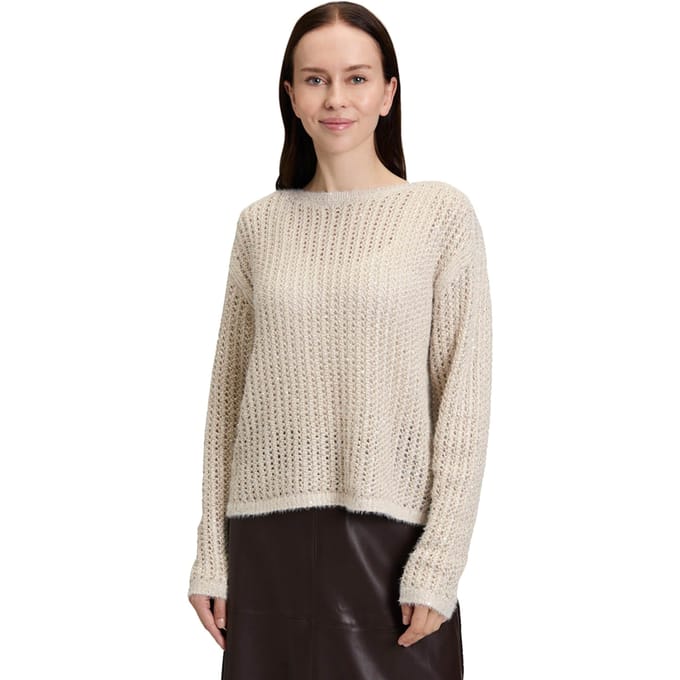 Ajour pullover met pailletten - beige - Gr. 48 van Goldner Fashion