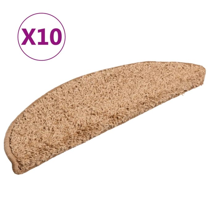 vidaXL - Trapmatten - 10 - st - 56x17x3 - cm - Beige - Halfrond