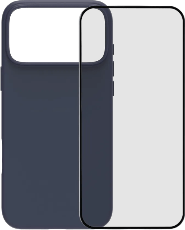 BlueBuilt Protective Back Cover met MagSafe iPhone 17 Pro Max Blauw + BlueBuilt iPhone 17 Pro Max Screenprotector Glas