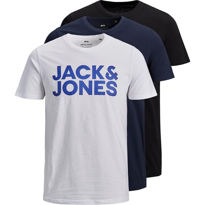 JACK&JONES heren Jjecorp logo multi-pack T-shirts, basic korte mouw, 3-pack