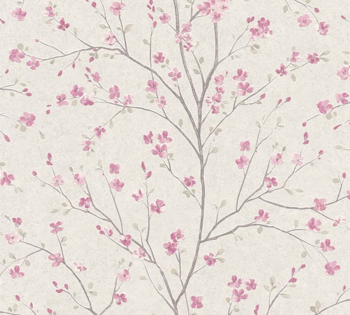 CHINESE STIJL BLOEMEN BEHANG | Botanisch - bruin roze wit - A.S. Création Metropolitan Stories 2