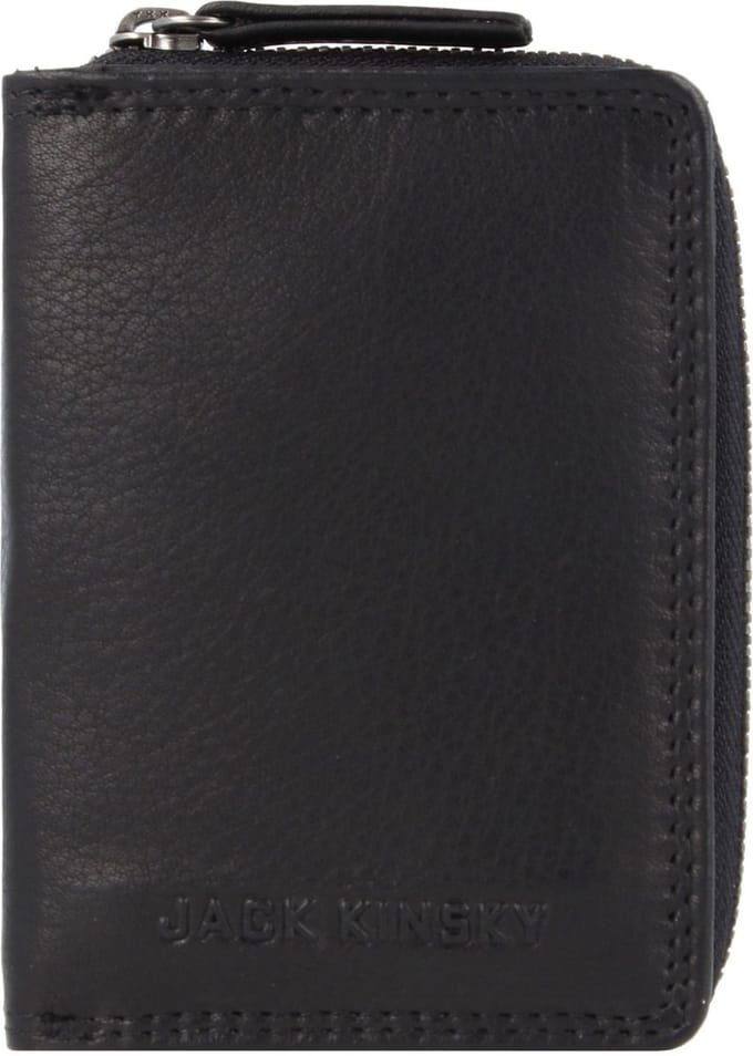 Jack Kinsky Brisbane Portemonnee RFID Leer 7,5 cm - Jongens - Staand formaat - schwarz