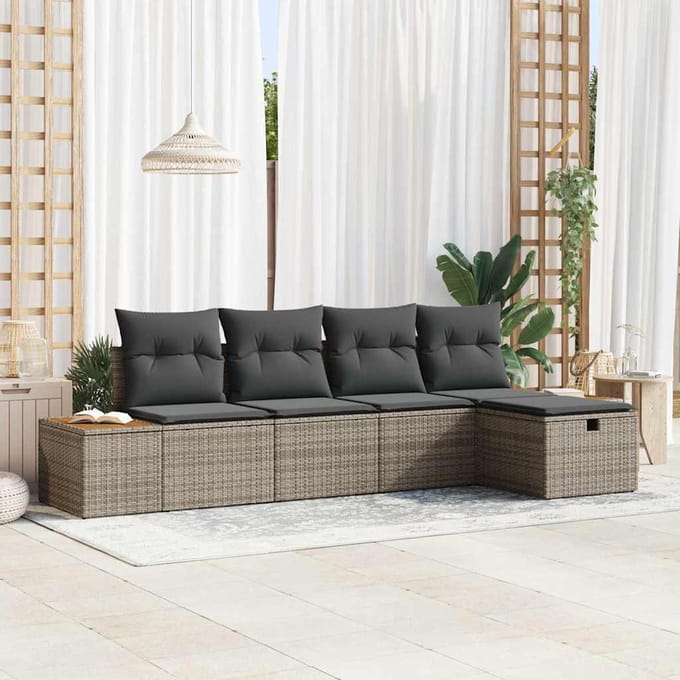 vidaXL - Tuinbank - Set - 6 - st - Grijs - poly - rattan