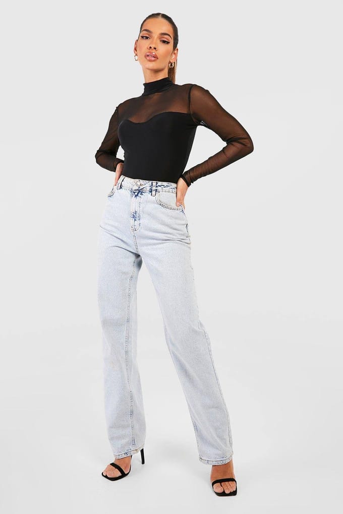 boohoo Dames Mesh Bralet Bodysuit | Zwart | Maat: 40