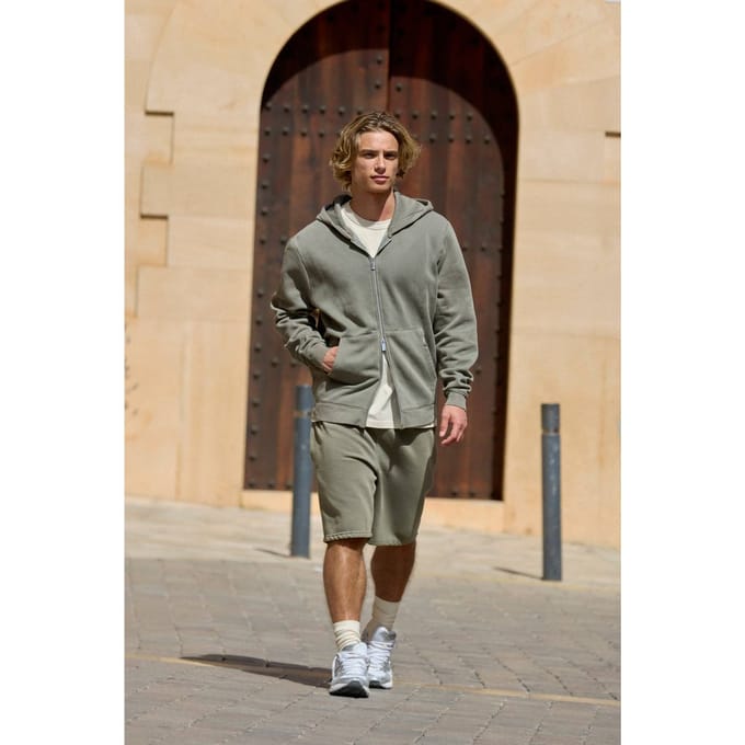 Ruimvallende Essential Gewassen Jersey Short | Washed Khaki | Size Small