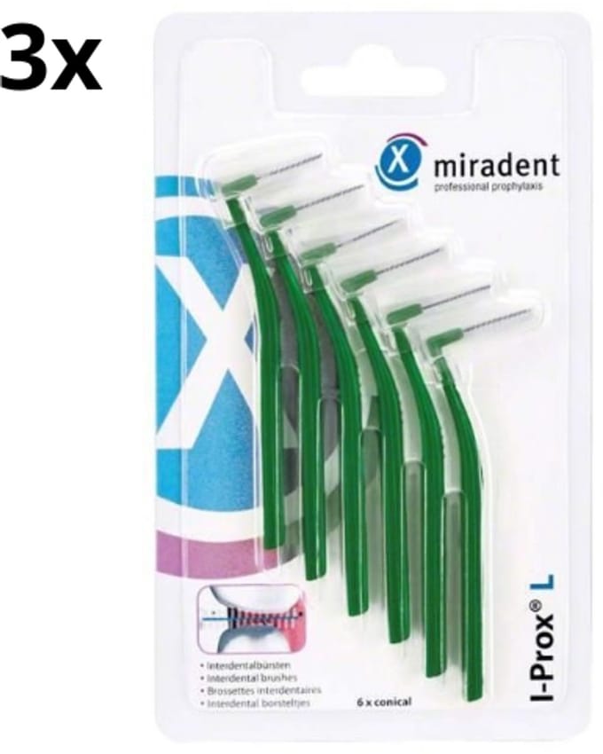 Miradent Interdentale Ragers I-Prox L 0,7 mm Groen 3x 6 stuks