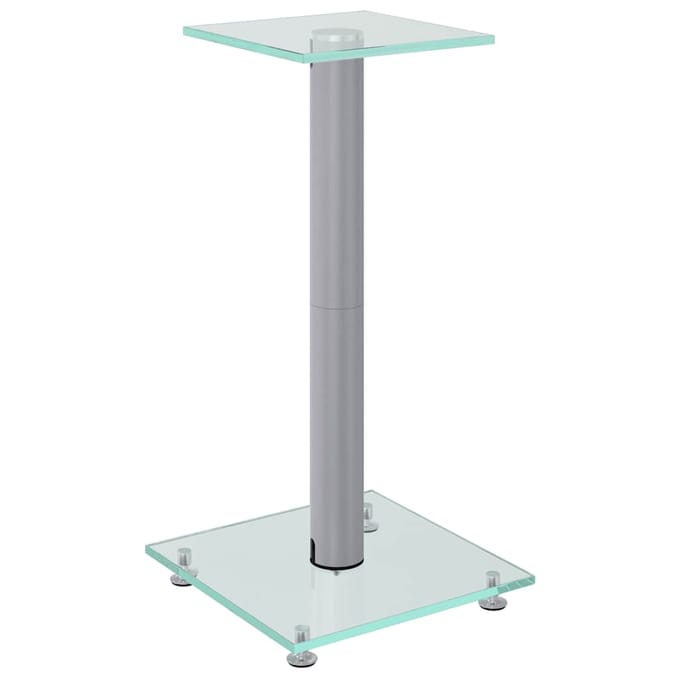 vidaXL - Luidsprekerstandaards - 2 - st - 1 - pijler - gehard - glas - zilverkleurig