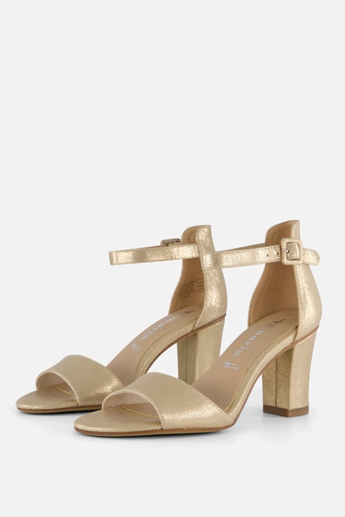 Tamaris Sandalen met hak goud Textiel - Dames - Maat 41
